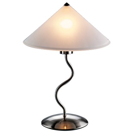 LumiSource Doe Li Touch-On 19-Inch Metal Table Lamp with Frosted-Glass Shade