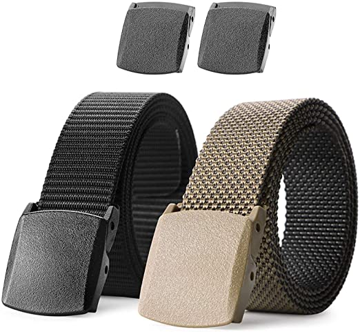 Nylon Military Tactical Men Belt 2 Pack Webbing Canvas Outdoor Web Belt with Plastic Buckle gift for Men