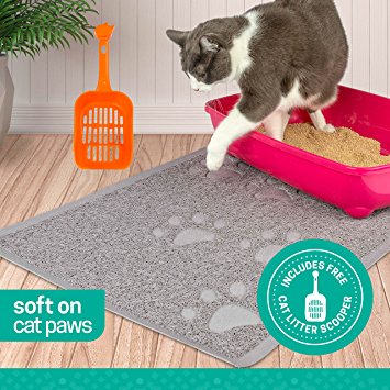 Ruff 'n Ruffus Pets Premium Non-Slip Cat Litter Mat | 3 Sizes Available | Phthalate Free | Scatter Control | Soft on Sensitive Kitty Paws | Easy to Clean | Durable