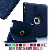 Fintie 360 Degree Rotating Stand Smart Cover PU Leather Case for Apple iPad 4th Generation Retina Display  the new iPad 3  iPad 2 Wakesleep Function - Navy