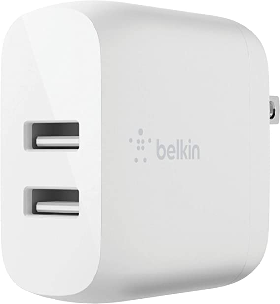 Belkin Dual USB Charger 24W   Micro-USB Cable (Dual USB Wall Charger for Smartphones, Tablets, Wireless Headphones, Power Banks, Portable Speakers, More) (WCB002)