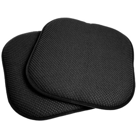 Sweet Home Collection Memory Foam Honeycomb Non-Slip Back ChairSeat Cushion Pad 4 Pack 16 x 16quot Black