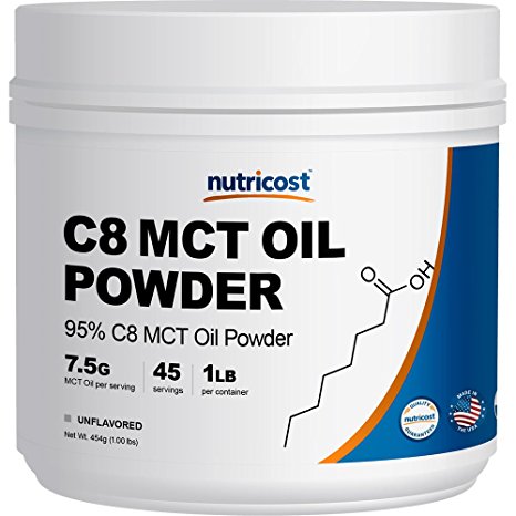 Nutricost C8 MCT Oil Powder 1LB (16oz) - 95% C8 MCT Oil Powder