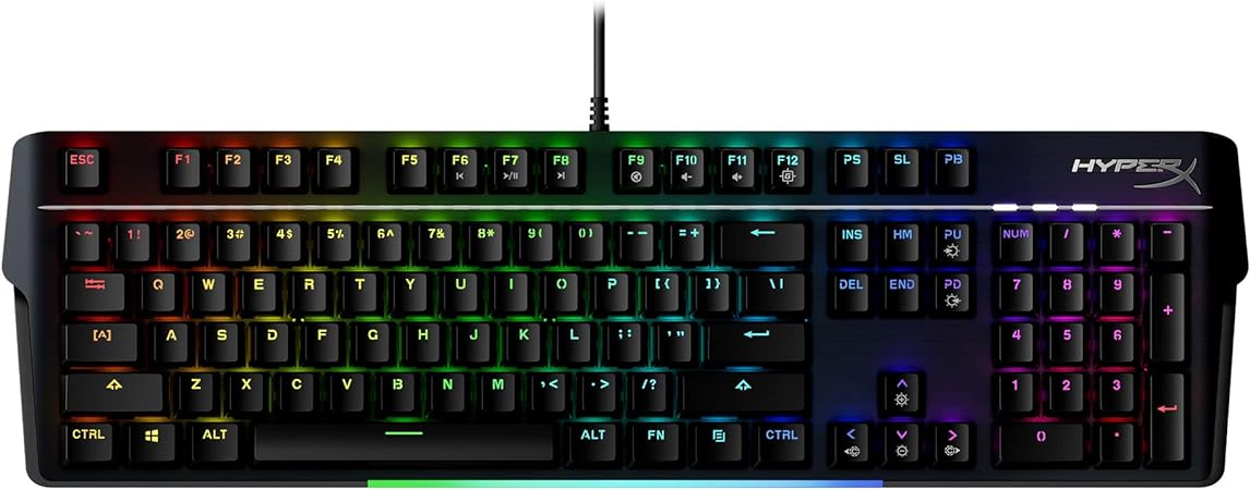 HyperX Alloy MKW100 – Mechanical Gaming Keyboard, Dynamic RGB Lighting, Onboard Memory to Save Lighting Profiles, Dust-Proof Mechanical switches, Brushed Aluminum Frame, Detachable Wrist Rest, Black