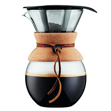 Bodum 11571-109 Pour Over 1 L Coffee Maker with Permanent Filter, 34 oz, Cork Band