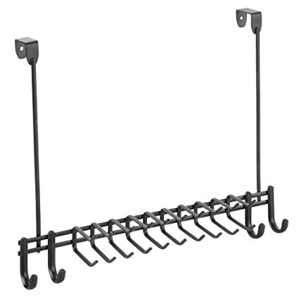 InterDesign Axis Over the Door Tie, Belt and Accessory Rack Organizer - - Matte Black