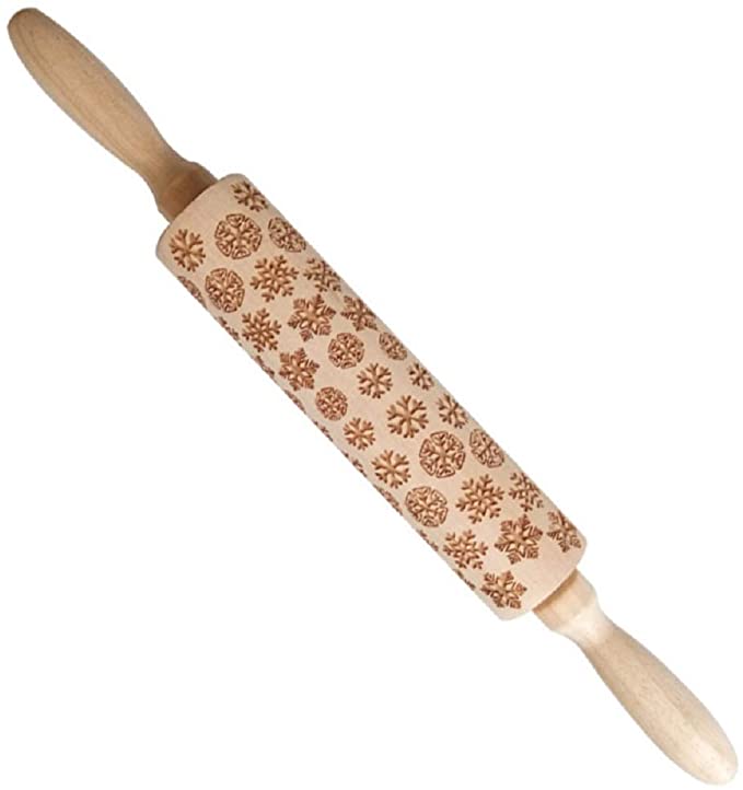 christmas gifts for women embossed rolling pin, Engraved Embossing Rolling Pin Kitchen Decor Tools for Baking Embossed Cookies,Birthday Gifts for Women, Gift for Women,Mom Birthday Gift(Snow)