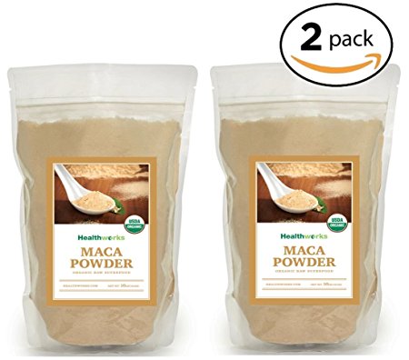 Healthworks Maca Powder Raw Organic, 2lb (2 1lb Packs)
