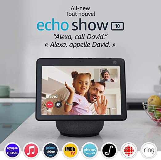 All-new Echo Show 10 (3rd Gen) | HD smart display with motion and Alexa | Charcoal