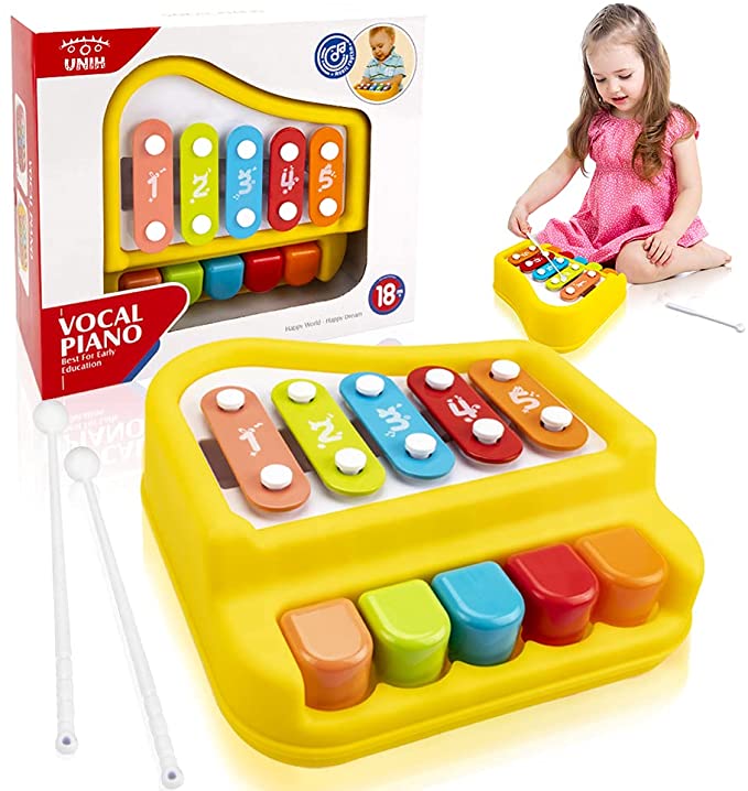 UNIH Baby Piano Xylophone Toys for 1 Year Old Boy Girl, Xylophone Musical Toys for Toddlers 1-3, Baby Musical Instruments Toys for 6-12 Months Boy Girl