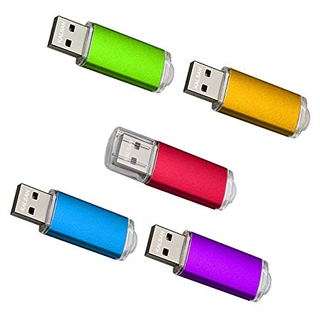 KALSAN 16GB USB Flash Drives 5 Pack USB 2.0 16GB USB Thumb Drive Multicolor-Red,Orange,Blue,Red,Purple