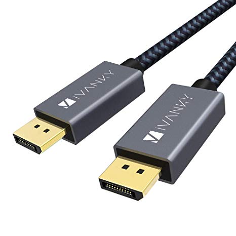 iVanky DisplayPort Cable 6.6ft DP Cable Nylon Braided [2K@165Hz, 2K@144Hz, 4K@60Hz] Display Port Cable High Speed DisplayPort to DisplayPort Cable Compatible PC, Laptop, TV, Gaming Monitor - Grey