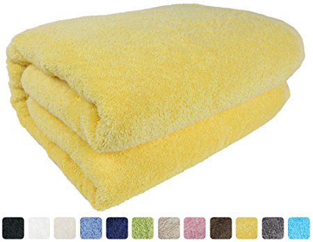 40"x80" Turkish Spa Large Bath Sheet, Luxury, Eco-friendly 650 Grams (Yellow, 40" x 80")