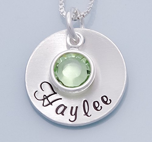 Personalized Sterling silver name necklace with crystal, mothers necklace with crystal, Mothers day necklace