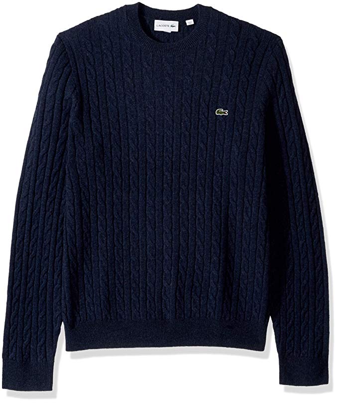 Lacoste Men's Cable Stitch Wool Sweater-with Green Croc