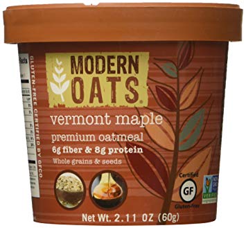 Modern Oats Premium Organic Oatmeal Cups Vermont Maple 2.11 Ounce (Pack of 12) Gluten Free Non-GMO Whole Grain Vegan and Kosher No Known Allergens 6g Fiber & 8g Protein Per Cup
