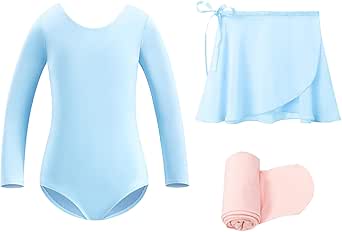 Stelle Ballet Leotards for Girls Long Sleeve Dance Dress Outfit Combo with Skirt and Tights (Toddler/Little Kid/Big Kid)