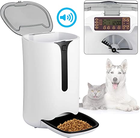 Automatic Pet Cat Dog Feeder Auto Pet Feeder Food Dispenser with Timer, Voice Recorder, Distribution Alarms