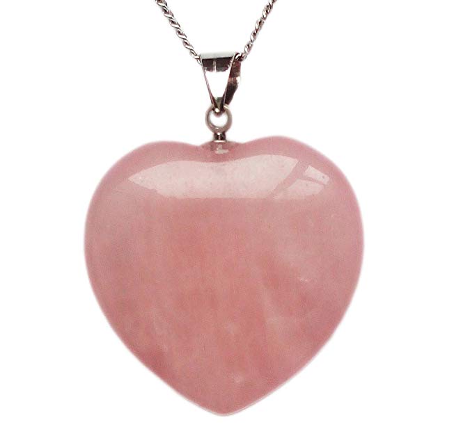 Crystal Pendant Necklace, Puffy Heart Shape, with 18" Metal Alloy Chain