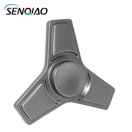 3-5 MINS Metal Fidget Spinner, SENQIAO Zinc Alloy Hand Spinner Tri Fidget Toy EDC Finger Spinner Toy Stress Reducer with Premier Ceramic Bearing For ADD, ADHD, Anxiety, and Adult Children (Metal--Dumb black)