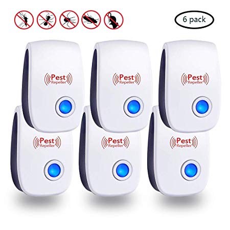 Ultrasonic Pest Repeller, 6 pack Electronic Plug In Mouse and Rat Repeller, Pest Control Insect and Spider Repellent Mice Repellent For Mosquitos, Flies, Roaches, Rats, Mice