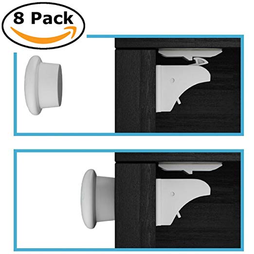 EliteBaby Magnetic Cabinet Locks - No Tools or Drilling Required! 8 Locks and 2 Keys