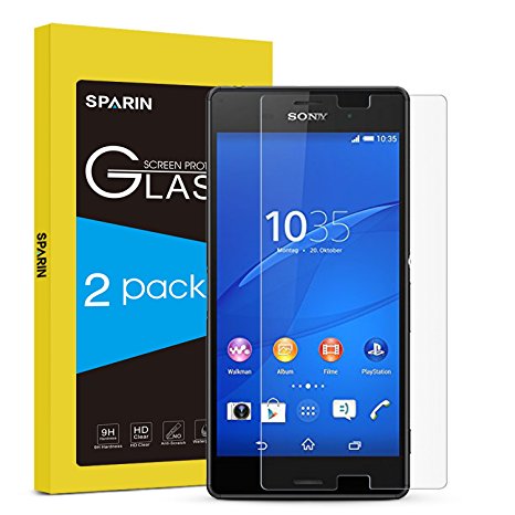 [Pack of 2] Sony Xperia Z3 Compact Screen Protector, SPARIN [Tempered Glass] Screen Protector for Sony Xperia Z3 Compact (NOT FIT Z3) [Scratch Resist] [Bubble Free Install] [2.5D Curved Edge] [HD Clear] [Lifetime Warranty]