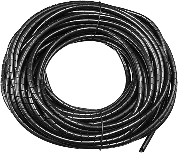 uxcell Spiral Wire Wrap Cable Wrap Cord 1/4-inch x 14m Black PE Polyethylene Tubing for Computer Cable