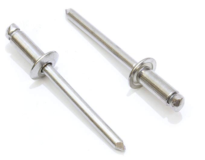 Rivets Stainless Steel 1/8" x 1/4" Inch (100 Pack), Gap (0.188 - 0.250)", Blind Rivets By Bolt Dropper, (4-4)