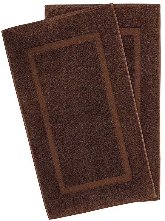 Machine Washable 2 pack Bath Mat, Floor Mat, 100% Ringspun Cotton, 900 GSM, 20x34 Inches,  Luxury Hotel & Spa Quality, Absorbent & Soft by American Bath Towels, Dark Brown