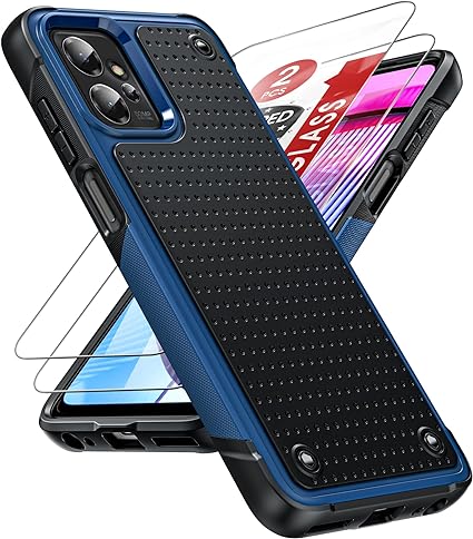 LeYi for Moto G Power 5G 2023 Case: with [2 Packs] Tempered Glass Screen Protectors, Dual Layer Military Protective Heavy Duty Hard PC Textured Back & Soft Bumper Case for G Power 5G 2023, Blue