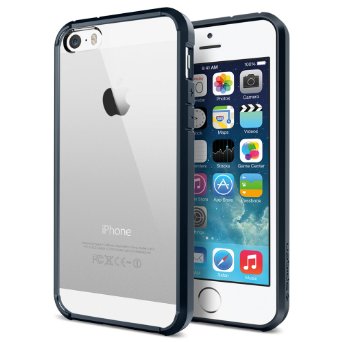 iPhone 5S Case Spigen Ultra Hybrid HD Screen Film  2 GRAPHICS Included Metal Slate Bumper case with CLEAR Back Panel for iPhone 5S  5 Case - Metal Slate SGP10711
