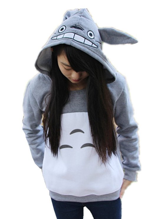 C.X Trendy Cartoon Anime Totoro Casual Hoody Sweatshirt for Teens