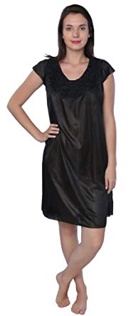 Beverly Rock Women's Solid Tricot Long Shiny Satin Silky Nightgown