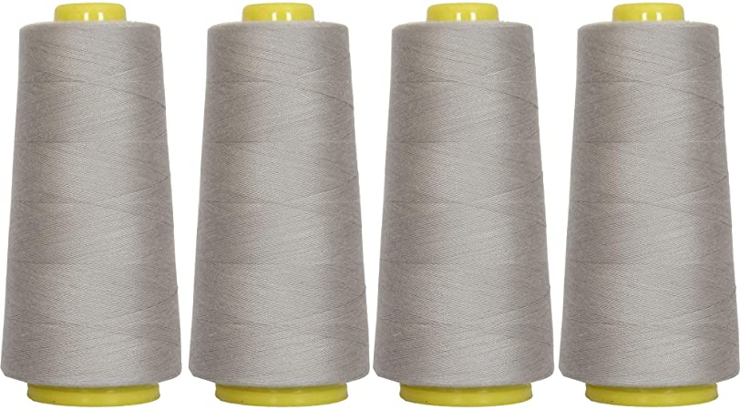 Threadart Polyester Serger Thread - 2750 yds 40/2 - Grey - 56 Colors Available - 4 Cone Bundle Pack