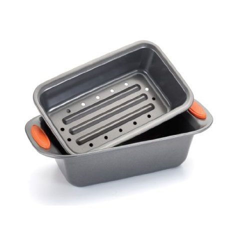 Rachael Ray Oven Lovin Non-Stick 2-Piece Meatloaf Pan Set Orange