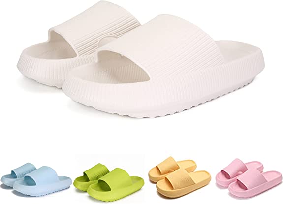 Rosyclo Pillow Slippers for Women and Men Non-Slip Shower Slides Bathroom Quick Drying Sandals , Summer Platform Super Light Open Toe Beach Sandals