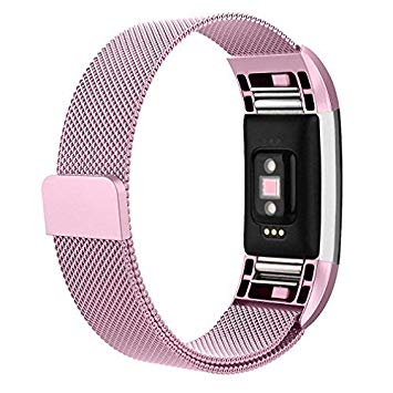 For Fitbit Charge 2 Bands, Vancle Adjustable Milanese Loop Stainless Steel Metal Band Bracelet Strap with Magnetic Closure Clasp, No Buckle Needed for Fit Bit Charge 2 HR Fitness Tracker Men Women Small Large