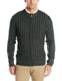 Geoffrey Beene Mens Long-Sleeve Plaited Ribbed Full-Zip Sweater