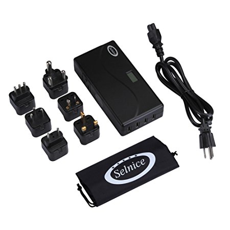 Selnice 200W Step Down Voltage Converter 220V to 110V International Travel Power Converter with Output Voltage Display 4 USB Chargers UK AU EU US South-Africa Italy Israel Adapter Plugs Black