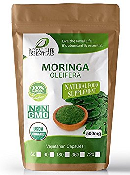 Moringa Oleifera Leaf Powder Organic (60) Capsules Non GMO multivitamin for metabolism, protein, energy & mood boost – vegans & vegetarians - 90 nutrients, iron & amino acids supplements