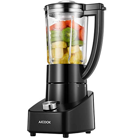 Blender Smoothie Maker Multifunction Smoothie Blender, Pulse Function with thick Glass Jar 1.5L, Stainless Steel Blade and Measuring Cup for Smoothie, Ice blended, 700W, Aicook