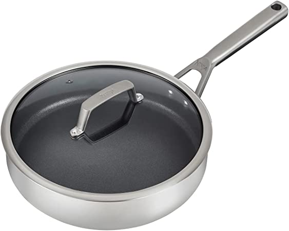 Ninja Foodi ZEROSTICK 26cm Saute Pan, Stainless Steel, [C60126UK] Non-Stick, Induction Compatible