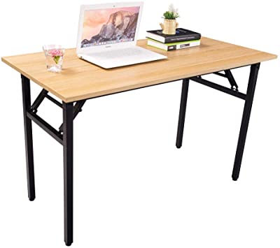Haobase Folding Computer Foldable Writing and Study Table for Home and Office Workstations, Teak and Black