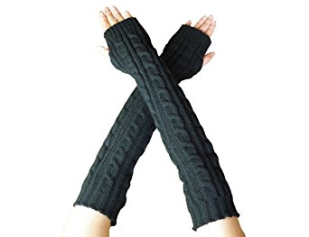 Yacun Women's Knitted Stretchy Long Sleeve Fingerless Gloves- Arm Warmers