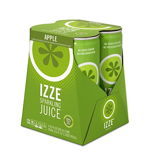 IZZE Fortified Sparkling Juice, Apple, 4 Count, 8.4 oz Cans