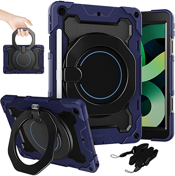ROISKIN for iPad 9th Generation case for Kids Children Girls Boys Men Women, iPad Case 8th / 7th Gen, iPad 10.2 inch Case with 360 Rotating Kickstand Shoulder Strap Pencil Holder Shockproof Military