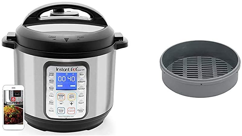 Instant Pot Smart WiFi 8-in-1 Electric Pressure Cooker, Sterilizer, Slow Cooker, Rice Cooker, Steamer, Saute, Yogurt Maker, Cake Maker, 6 Quart, 13 One-Touch Programs & Silicone Steamer Basket