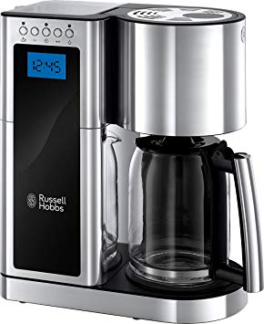 Russell Hobbs 23370 Elegance Digital Coffee Maker-Programmable with 24 Hour Timer, Reusable Filter, Hot Plate and 10 Cup Capacity, Stainless Steel, 1600 W, 1.25 liters