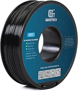 Geeetech Upgrade ABS Filament 1.75mm, Strong and Durable 3D Printer Filament, Impact-Resistant, Dimensional Accuracy  /- 0.02mm,1 kg Spool, Black